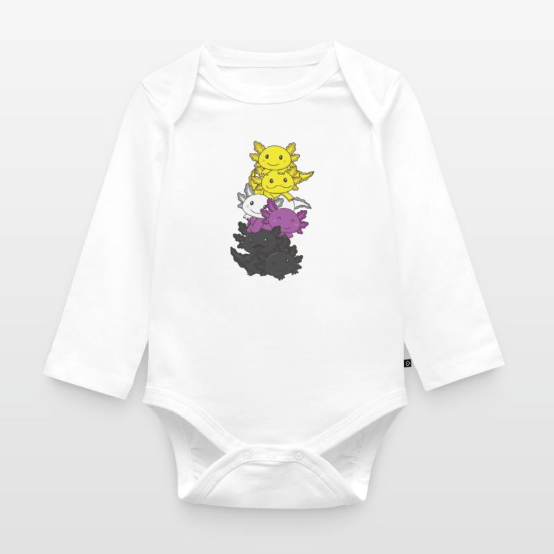 Nonbinary Flag Non Binary Pride LGBTQ Axolotl Organic Longsleeve Baby Bodysuit