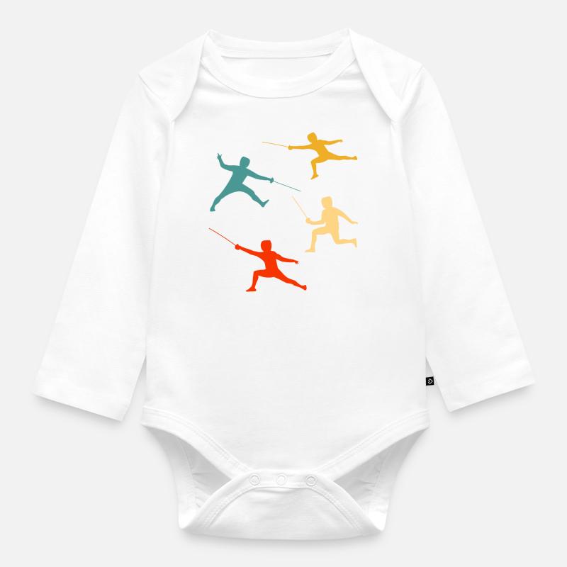 Escrime - Body Bébé bio manches longues - blanc