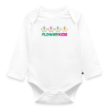 FLOWERKIDS (Row Logo) - Organic Longsleeve Baby Bodysuit - white - Front