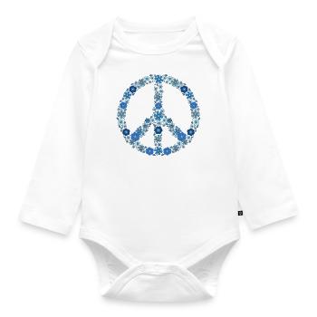 Signe de paix, Signe de paix, Paix, Paix - Body Bébé bio manches longues - blanc - Devant