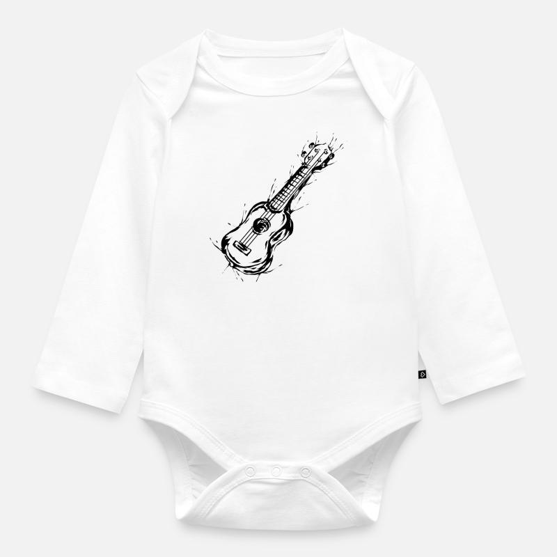 Ukulélé - Body Bébé bio manches longues - blanc