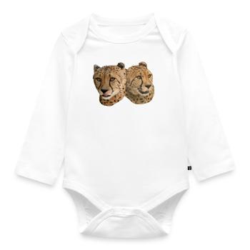 Gepard Kopf, vorne, seitlich, Natürlich - Baby Bio-Langarm-Body - Weiß - Vorne