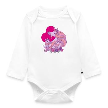 Maman Licorne avec Filles Licorne - Body Bébé bio manches longues - blanc - Devant