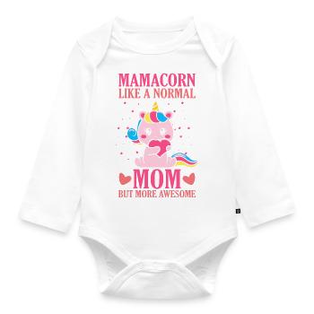 Mamacorn Like a Normal Mom but more Awesome - Baby Bio-Langarm-Body - Weiß - Vorne