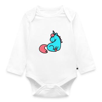 Conception de conte de fées licorne pour femmes et filles - Body Bébé bio manches longues - blanc - Devant