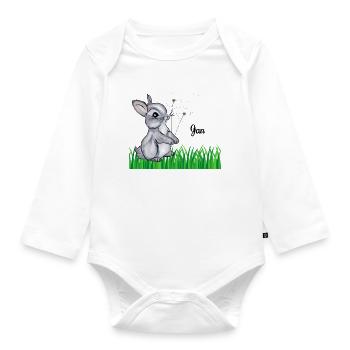 Rabbit Name Gift Jan - Organic Longsleeve Baby Bodysuit - white - Front