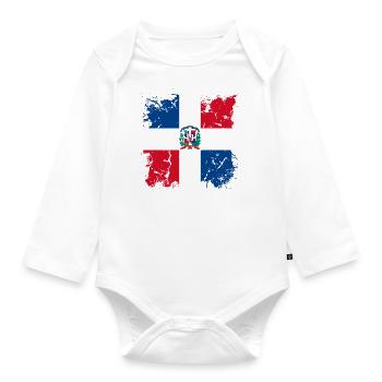 Dominican Republic Flag Dom Rep Flag Trip - Organic Longsleeve Baby Bodysuit - white - Front