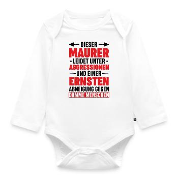 Maurer Lustige Sprüche - Baby Bio-Langarm-Body - Weiß - Vorne