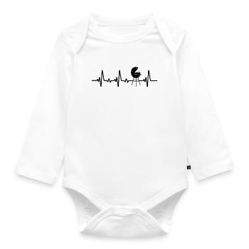 BBQ heartbeat grill barbecue master - Organic Longsleeve Baby Bodysuit - white - Front