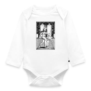 Carefree girl with skateboard in the suburbs. - Organic Longsleeve Baby Bodysuit - white - Front