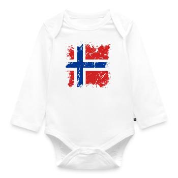 Norway Flag Scandinavia Norwegian Flag - Organic Longsleeve Baby Bodysuit - white - Front