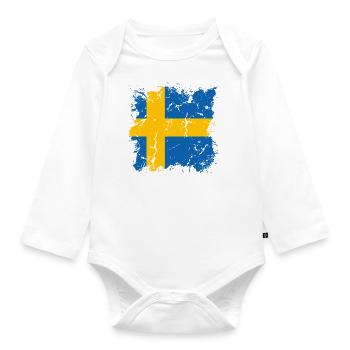 Suède Drapeau Scandinavie Drapeau suédois - Body Bébé bio manches longues - blanc - Devant