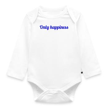 Only happiness - Citation sur le bonheur - Body Bébé bio manches longues - blanc - Devant