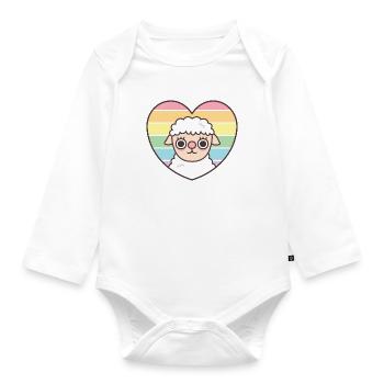 Cute Sheep Rainbow Heart Subtle Pride - Organic Longsleeve Baby Bodysuit - white - Front