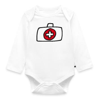Medicine Suitcase Sketch - Organic Longsleeve Baby Bodysuit - white - Front