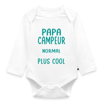 J'ai un papa campeur plus cool - Body Bébé bio manches longues - blanc - Devant