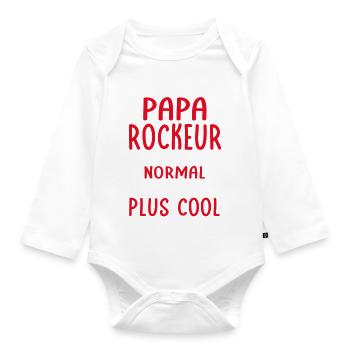 J'ai un papa rockeur plus cool - Body Bébé bio manches longues - blanc - Devant