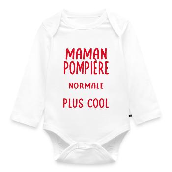 J'ai une maman pompière plus cool - Body Bébé bio manches longues - blanc - Devant