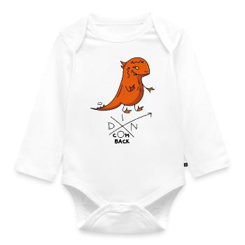 Dino come back - Organic Longsleeve Baby Bodysuit - white - Front