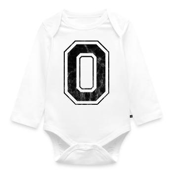 Number 0 - Organic Longsleeve Baby Bodysuit - white - Front