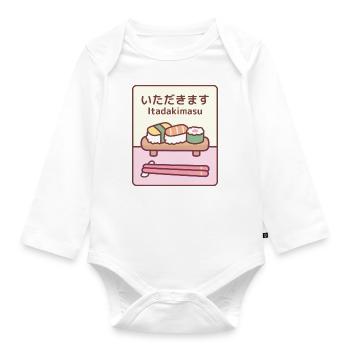 Japanisches Sushi auf Tablett Itadakimasu - Baby Bio-Langarm-Body - Weiß - Vorne