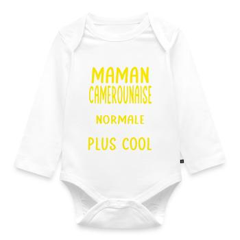 J'ai une maman Camerounaise plus cool - Body Bébé bio manches longues - blanc - Devant