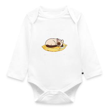 Schlafshirt: Schlafende Balinese Katze - Baby Bio-Langarm-Body - Weiß - Vorne