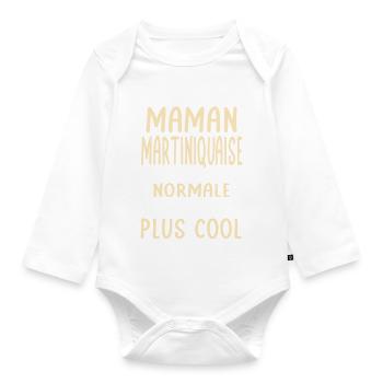 J'ai une maman Martiniquaise plus cool - Body Bébé bio manches longues - blanc - Devant