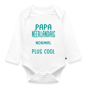 J'ai un papa Néerlandais plus cool - Body Bébé bio manches longues - blanc - Devant