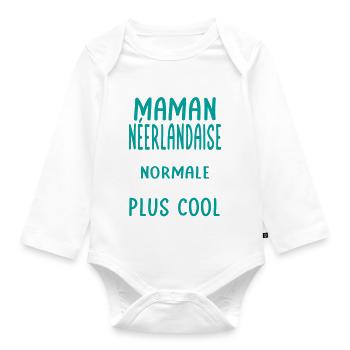J'ai une maman Néerlandaise plus cool - Body Bébé bio manches longues - blanc - Devant