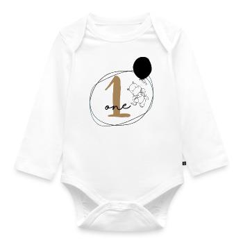 1.Geburtstag Shirt - one - Baby Bio-Langarm-Body - Weiß - Vorne