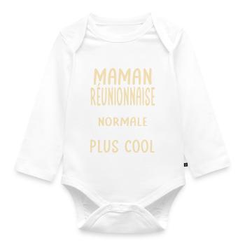 J'ai une maman Réunionnaise plus cool - Body Bébé bio manches longues - blanc - Devant