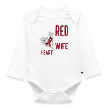 I Wear Red For My Wife Heart Disease Awareness - Organic Longsleeve Baby Bodysuit - white - Front