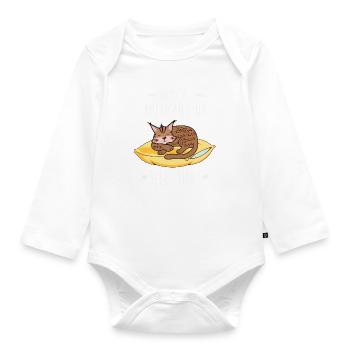 Schlafshirt: Schlafende American Lynx Katze - Baby Bio-Langarm-Body - Weiß - Vorne