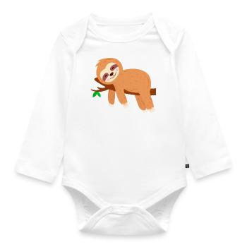 Sloth on Tree Extreme Chiller - Organic Longsleeve Baby Bodysuit - white - Front