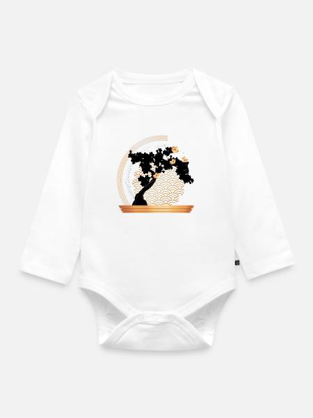 Baum - Baby Bio-Langarm-Body - Weiß