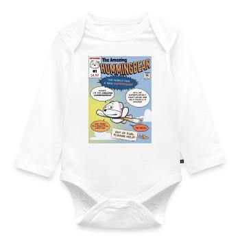 The Amazing Hummingbear #1 - Organic Longsleeve Baby Bodysuit - white - Front