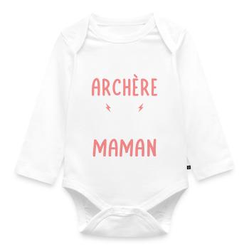 Future archère - Comme maman - Cadeau humour - Body Bébé bio manches longues - blanc - Devant