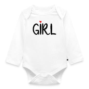 Fille Cœur Rouge - Body Bébé bio manches longues - blanc - Devant