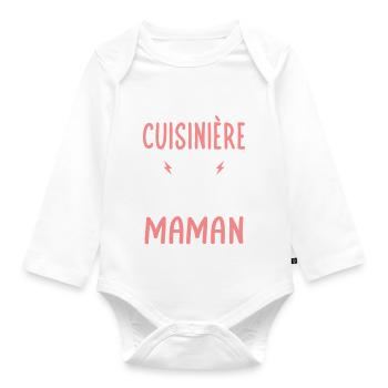 Future cuisinière - Comme maman - Cadeau humour - Body Bébé bio manches longues - blanc - Devant
