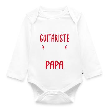 Futur guitariste - Comme papa - Cadeau humour - Body Bébé bio manches longues - blanc - Devant