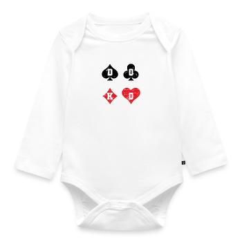 Doko Karo Heart Spade Cross Double Head Cards - Organic Longsleeve Baby Bodysuit - white - Front