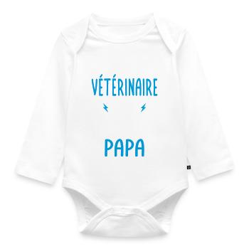 Futur vétérinaire - Comme papa - Cadeau humour - Body Bébé bio manches longues - blanc - Devant