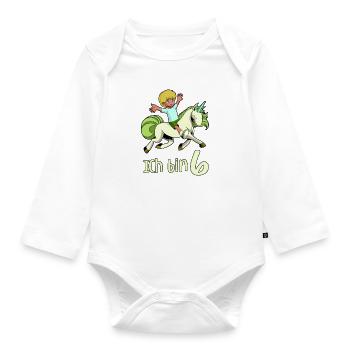 Geburtstagsshirt Einhorn - 6 Geburtstag Junge - Baby Bio-Langarm-Body - Weiß - Vorne