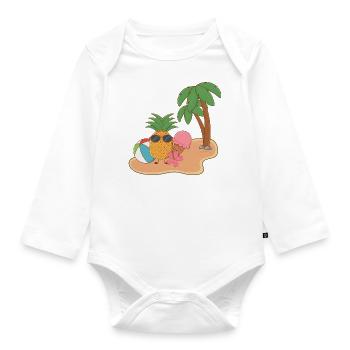 Ani with Ice Cream Summer Pineapple - Organic Longsleeve Baby Bodysuit - white - Front