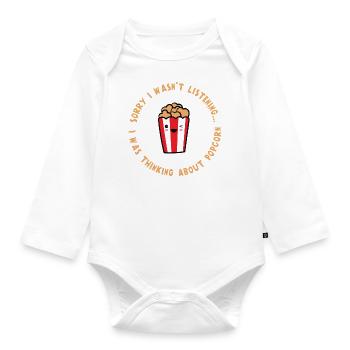 Penser à Popcorn Funny Quote Movies Popcorn - Body Bébé bio manches longues - blanc - Devant