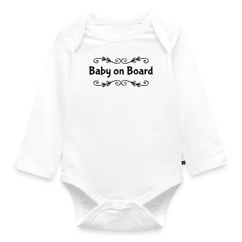 Baby On Board - Organic Longsleeve Baby Bodysuit - white - Front