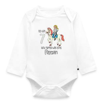 Geburtstagsshirt Ritterin - 7 Geburtstag Mädchen - Baby Bio-Langarm-Body - Weiß - Vorne