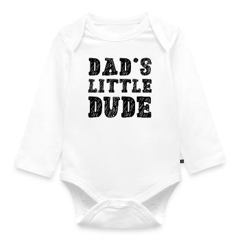 Dad’s Little Dude - Organic Longsleeve Baby Bodysuit - white - Front