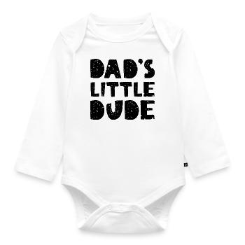 Dad’s Little Dude - Organic Longsleeve Baby Bodysuit - white - Front